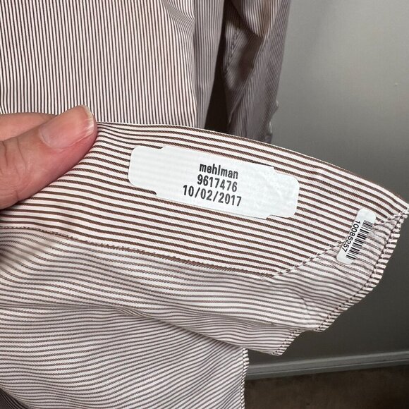 Ermenegildo Zegna Dress Shirt Mens Size 43 17 Brown Stripes Comfort Fit Work - Picture 10 of 13